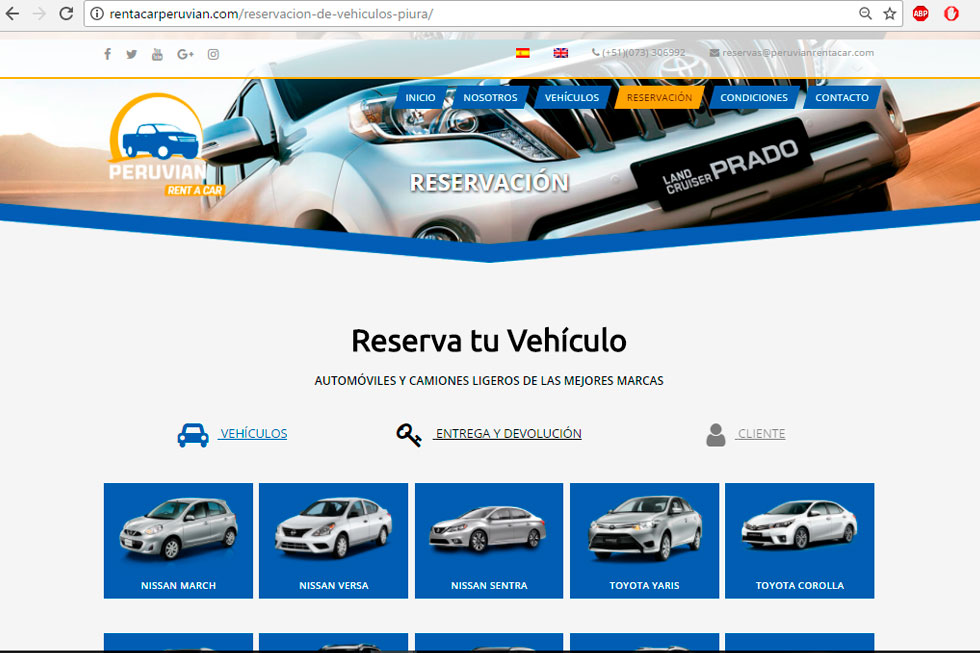 Web Alquiler Autos PERUVIAN Rent a Car INGENIOART