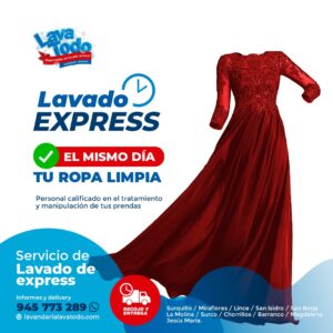 Lavado express DE VESTIDO El Mismo Dia Lima Peru