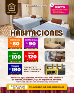 hospedaje chorrillos viajes turismo